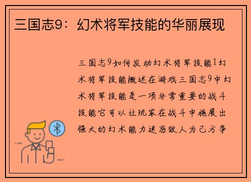三国志9：幻术将军技能的华丽展现